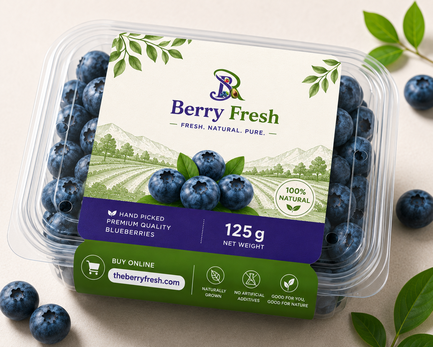 Berry Fresh e-commerce storefront digital interface and branding
