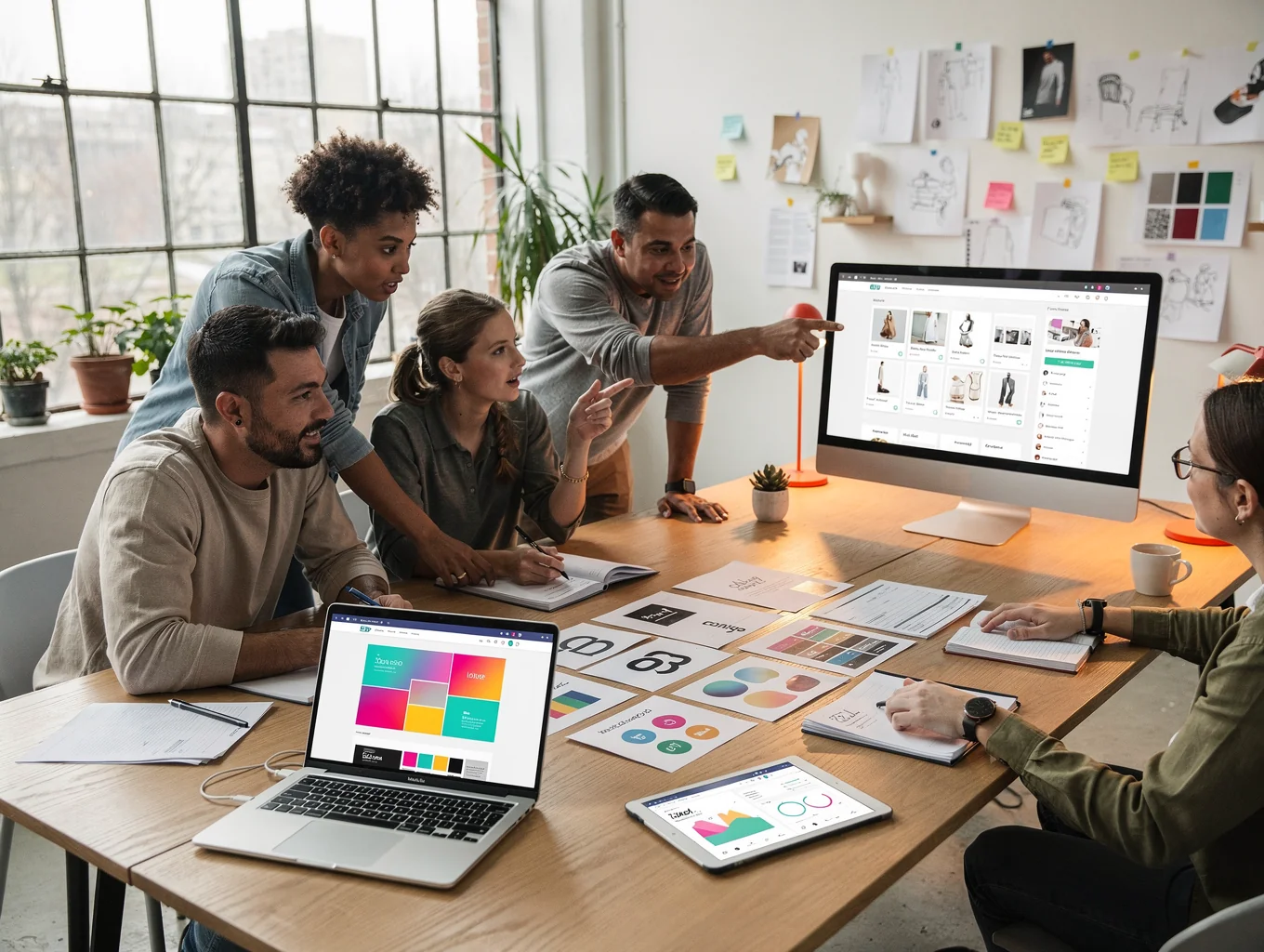 iCADD Studio integrated digital services workspace showcasing website development, branding, and digital marketing collateral